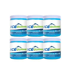 Load image into Gallery viewer, 6-pak IceQuake Muscle Rub Gel 8 oz tub - fast relief at 6.49 per tub - .686 cents per ounce! Great Price!  Free Shipping! Expires 11/26
