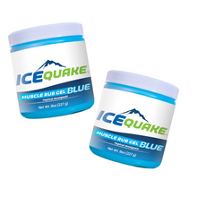 Load image into Gallery viewer, 2-pak IceQuake Muscle Rub Gel 8 oz tub - fast acting relief at 7.99 per tub - 1.00 per oz.! Expires 11/26