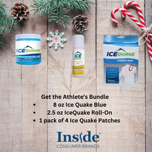 Load image into Gallery viewer, Athlete’s Pain Relief - IceQuake Stocking Stuffer Bundle for Joint &amp; Muscle Pain Relief -15% Menthol Gel,  4% Lidocaine Roll-On, 4 Cold&#39;N Hot Patches
