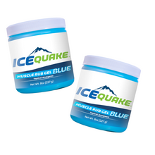 Load image into Gallery viewer, 2-pak IceQuake Muscle Rub Gel 8 oz tub - fast acting relief at 7.99 per tub - 1.00 per oz.! Expires 11/26
