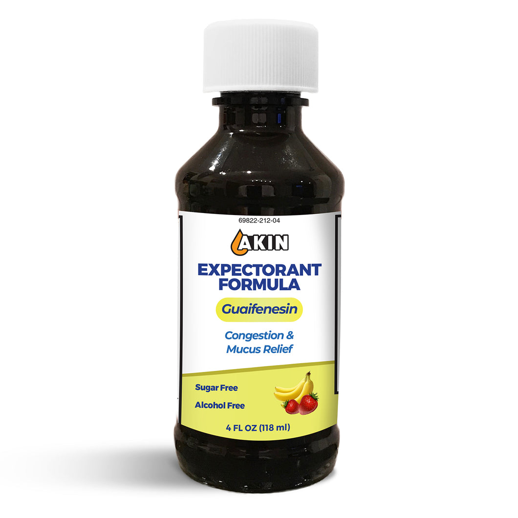 Akin Expectorant Formula with Guaifenesin (Strawberry-Banana) 2 Pack (4 oz bottles)
