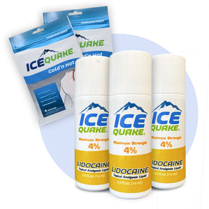 INCREDIBLE DISCOUNT - 50% OFF! 3 Pack IceQuake Lidocaine Roll On + 2 Free IceQuake Patches ($7.84 value) While supplies last.