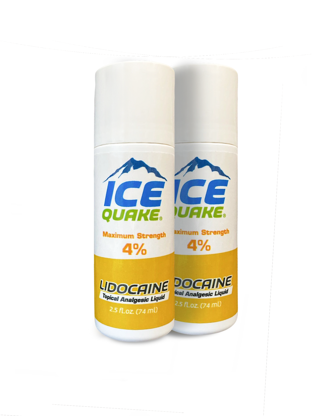 Ice Quake Roll-On Pain Reliever 2 Pack (Max Strength 4% Lidocaine)