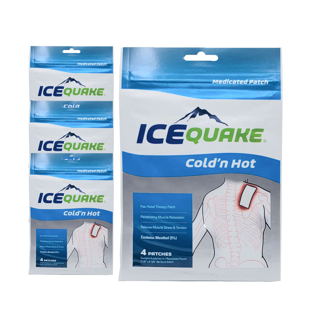 IceQuake Cold 'n Hot Topical Analgesic Patches (4 Pack) 4 patches per pack (10% off) $1.11 each! Expiration 2025