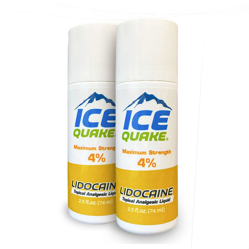 Ice Quake 4% Lidocaine Roll-On Pain Reliever Max strength 2.5 oz. (2 pack)
