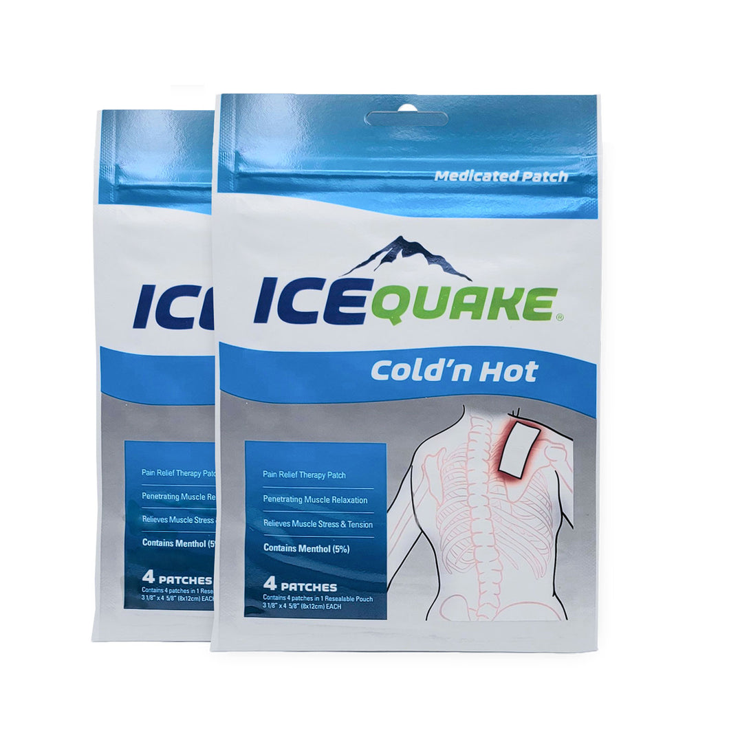 IceQuake Cold 'n Hot Topical Analgesic Patches (2 Pack) 4 patches per pack Expiration 2025