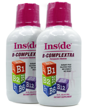 Load image into Gallery viewer, Inside B-Complextra Therapeutic Liquid Vitamins 16 oz. (2-Pack-34.5% off) $1.22 per oz.! Incredible 95% absorption rate.  Contains 10 B Vitamins and more! Increase energy levels with a great tasting liquid!  Expiration 2025
