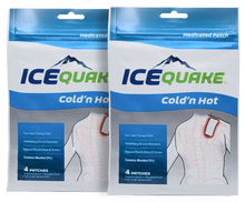 Load image into Gallery viewer, IceQuake Cold &#39;n Hot Topical Analgesic Patches (2 Pack) 4 patches per pack $1.50 each! Expiration 2025
