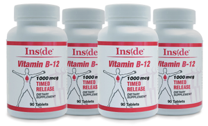 Inside Pharma-Grade B-12 Time Release 1000 mcg Tablets - Long-lasting energy! (4 pack) 360 Tablets (38% off) 5.5 cents per tablet! Expiration 2025!