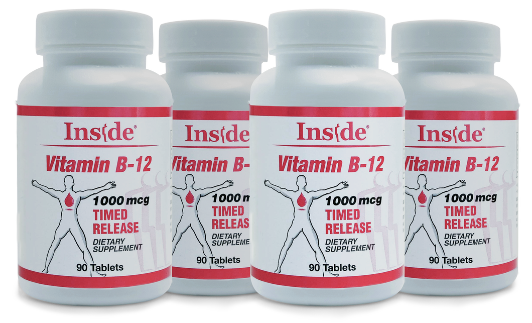 Inside Pharma-Grade B-12 Time Release 1000 mcg Tablets - Long-lasting energy! (4 pack) 360 Tablets (38% off) 5.5 cents per tablet! Expiration 2025!