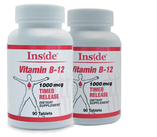 Load image into Gallery viewer, Inside Pharma-Grade B-12 Time Release 1000 mcg Tablets - Long lasting energy! (2 pack)  180 Tablets (16% off) 7.5 cents per tablet! Buy more and save....see our 4 pack! Expiration 2025!
