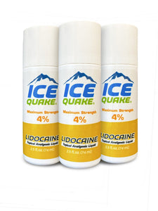 Ice Quake 4% Lidocaine Roll-On Pain Reliever Max strength 2.5 oz. (3 Pack) $3.76 per oz (9% off) Manage your pain!  Buy more and save...4 and 6 packs available! Expiration 2025